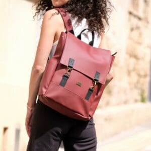 Unicorn burgundy wine imitation leather backpack